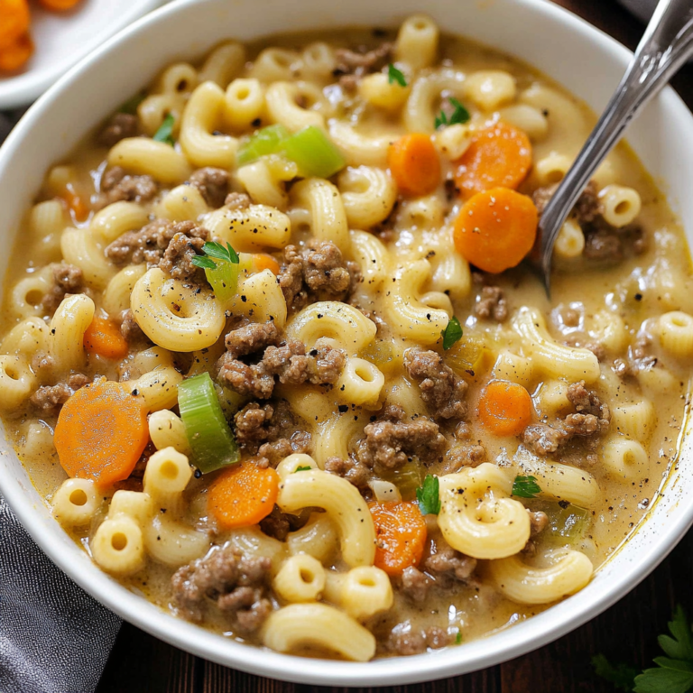 One Pot Macaroni Cheeseburger Soup