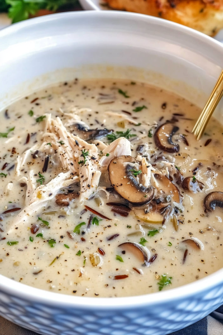Creamy Mushroom Chicken and Wild Rice Soup