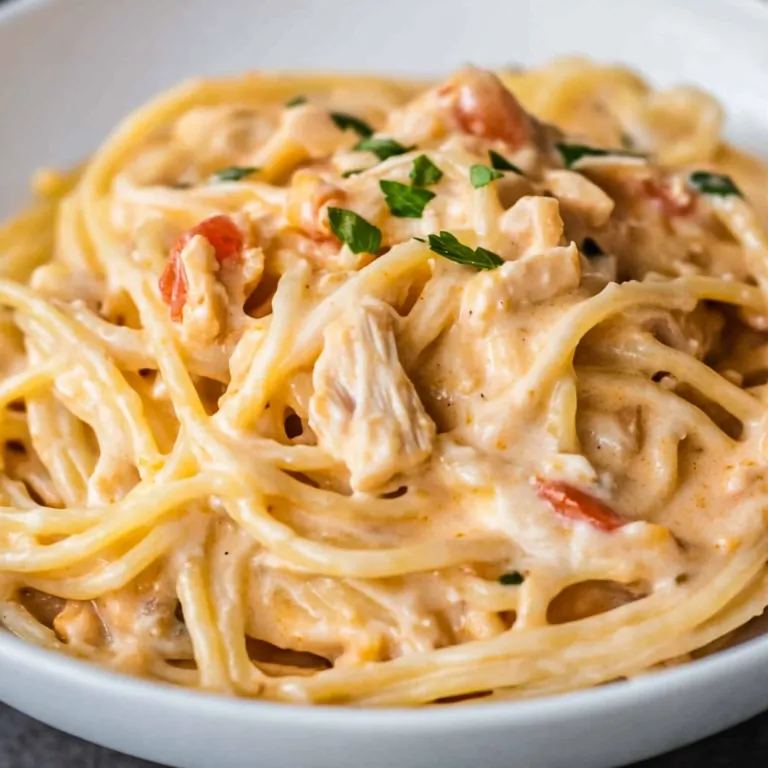 Creamy Crockpot Chicken Spaghetti