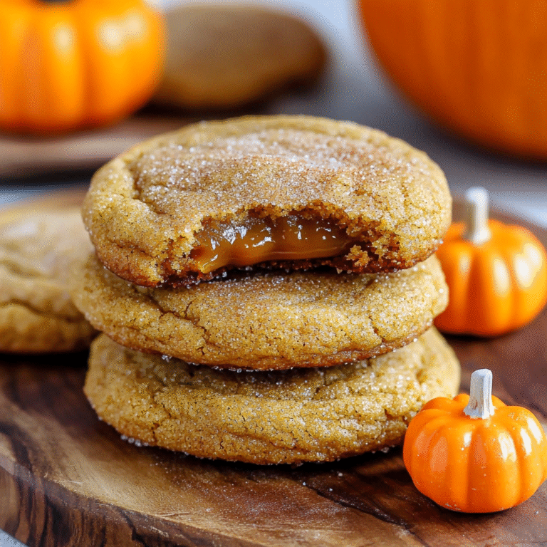 Caramel Stuffed Pumpkin Cookies