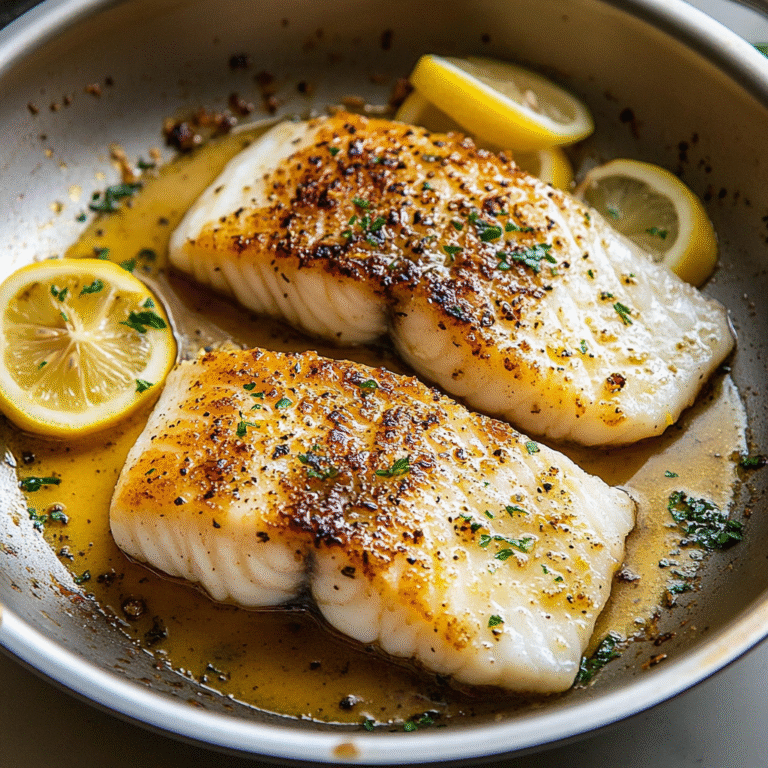 Golden Seared Cod with Herb Butter Sauce
