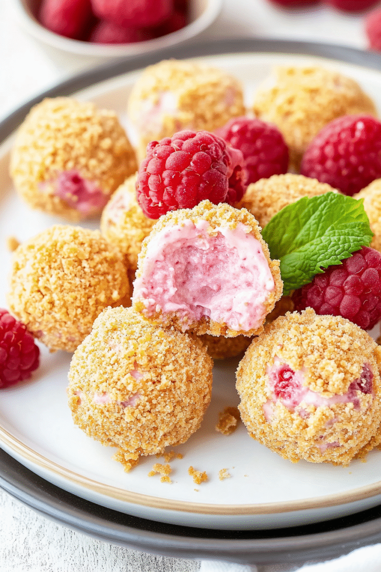 Raspberry No Bake Cheesecake Bites