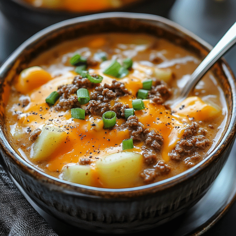 Slow Cooker Cheesy Burger Flavored Soup