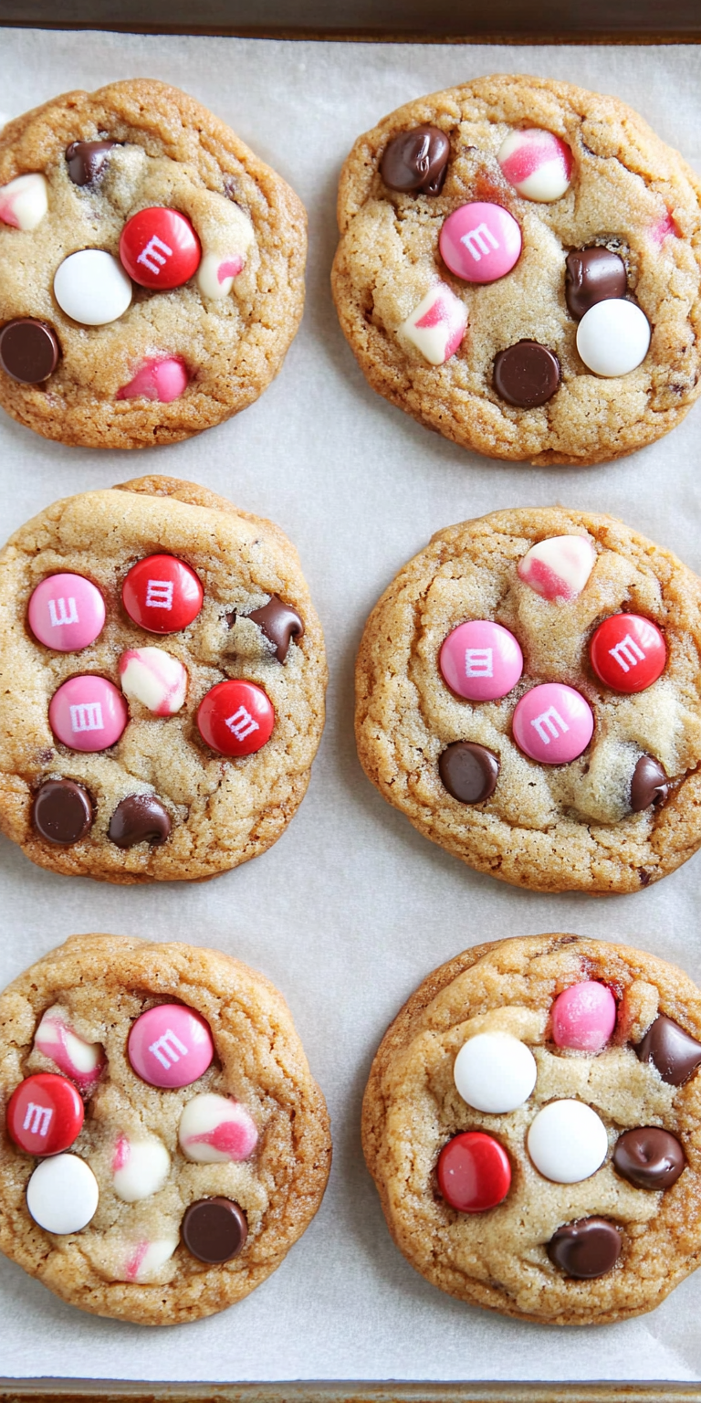 Valentine’s day Chocolate M&M Cookies