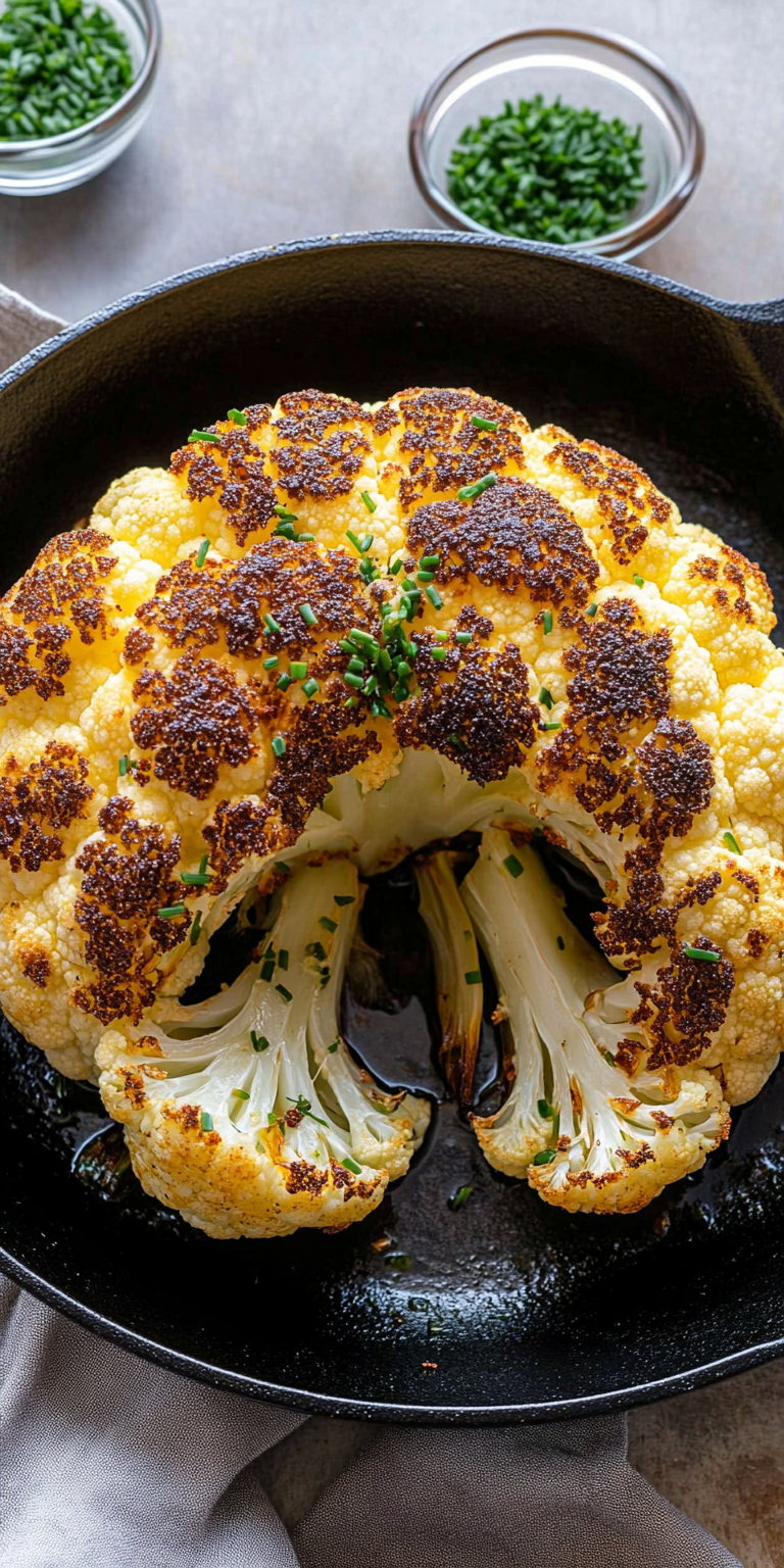 Whole Roasted Cauliflower With Butter Sauce